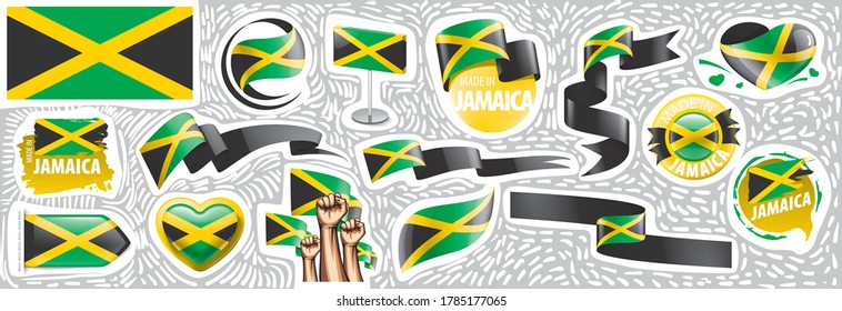Vector set of the national flag of Jamaica in various creative designs