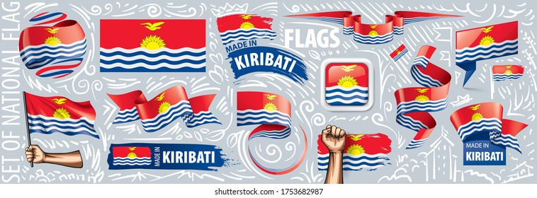 Vector set of the national flag of Kiribati in various creative designs