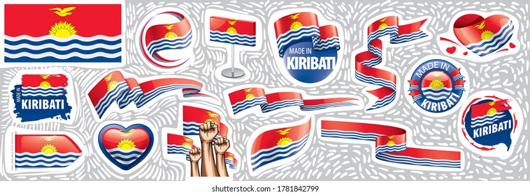 Vector set of the national flag of Kiribati in various creative designs