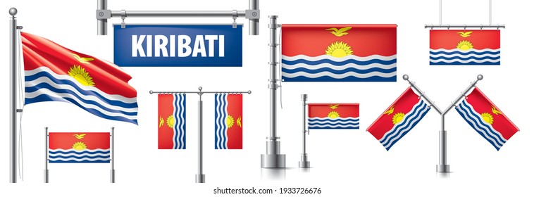 Vector set of the national flag of Kiribati in various creative designs