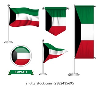vector set of the national flag of kuwait in various creative designs