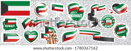 Vector set of the national flag of Kuwait in various creative designs