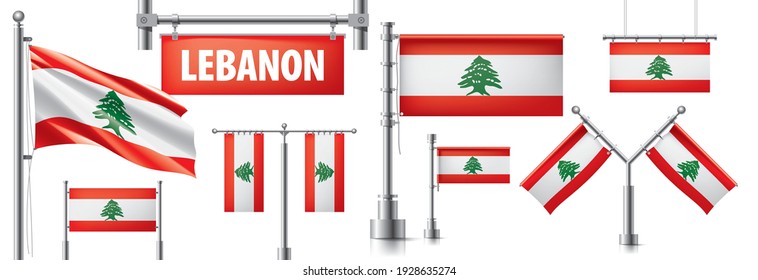 Vector set of the national flag of Lebanon in various creative designs
