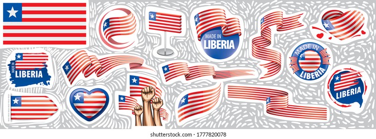 Vector set of the national flag of Liberia in various creative designs