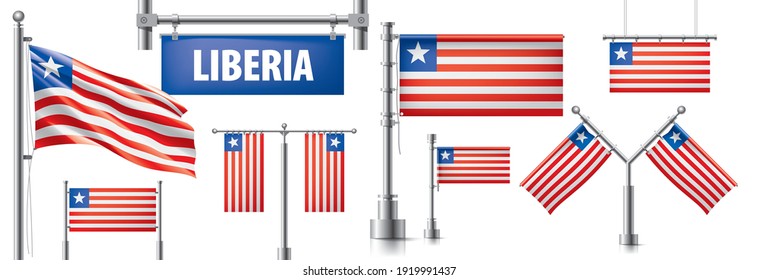 Vector set of the national flag of Liberia in various creative designs