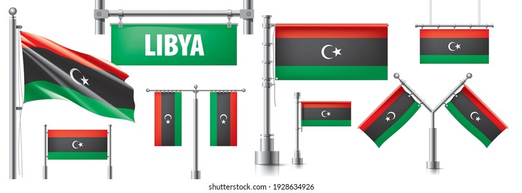 Vector set of the national flag of Libya in various creative designs