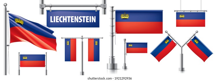 Vector set of the national flag of Liechtenstein in various creative designs