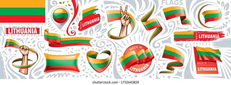 Vector set of the national flag of Lithuania in various creative designs