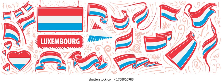 Vector set of the national flag of Luxembourg in various creative designs