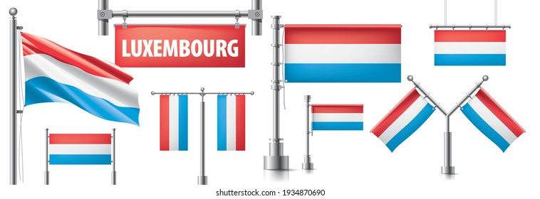 Vector set of the national flag of Luxembourg in various creative designs