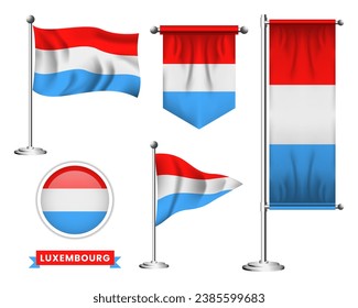 vector set of the national flag of luxembourg in various creative designs