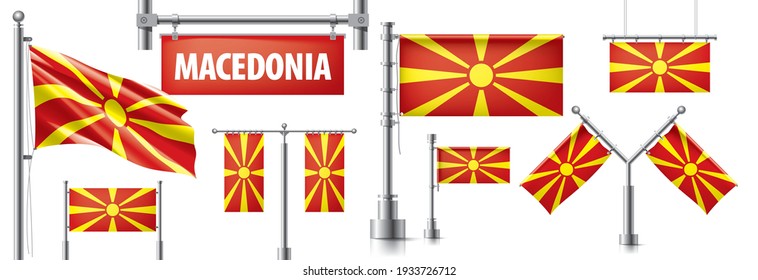 Vector set of the national flag of Macedonia in various creative designs