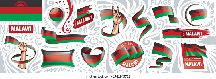 Vector set of the national flag of Malawi in various creative designs