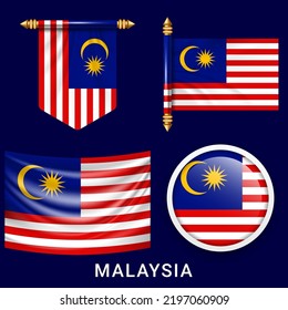 Vector set of the national flag of  Malaysia in various creative designs