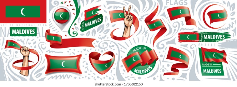 Vector set of the national flag of Maldives national in various creative designs