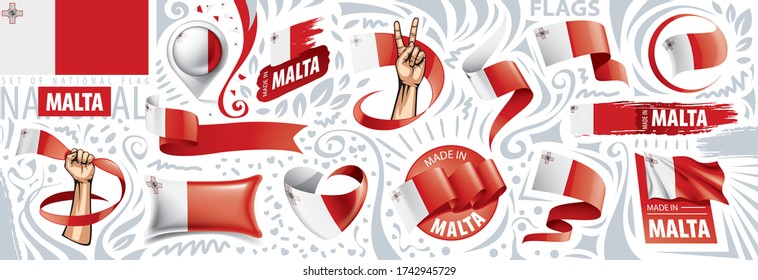 Vector set of the national flag of Malta in various creative designs