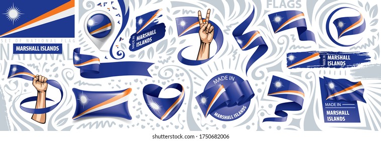 Vector set of the national flag of Marshall Islands in various creative designs