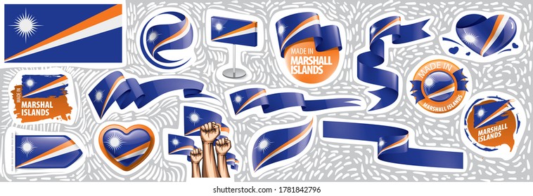 Vector set of the national flag of Marshall Islands in various creative designs