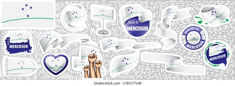 Vector set of the national flag of Mercosur in various creative designs