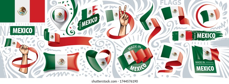 Vector set of the national flag of Mexican in various creative designs