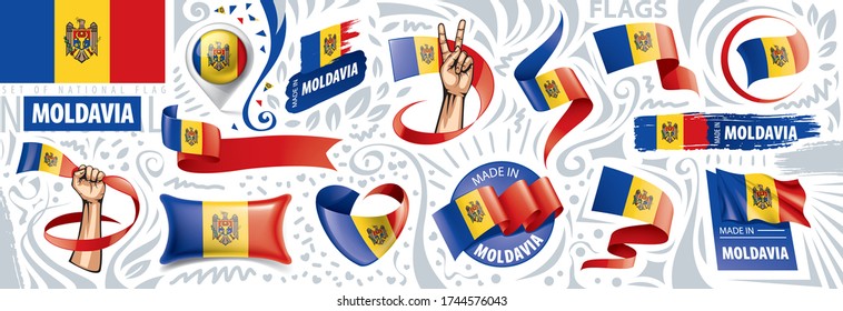 Vector set of the national flag of Moldavia in various creative designs