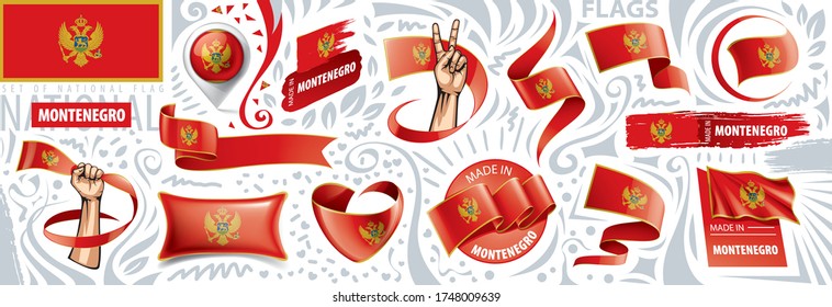 Vector set of the national flag of Montenegro in various creative designs