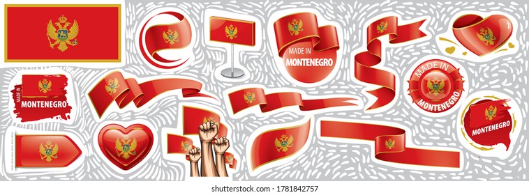 Vector set of the national flag of Montenegro in various creative designs