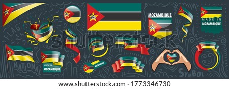 Vector set of the national flag of Mozambique in various creative designs
