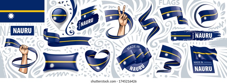Vector Set der nationalen Flagge von Nauru in verschiedenen kreativen Designs