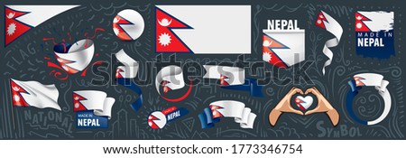 Vector set of the national flag of Nepal in various creative designs