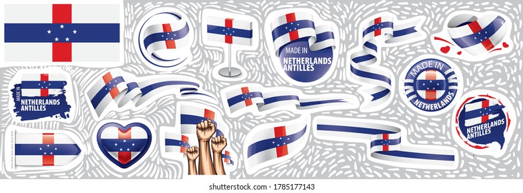 Vector set of the national flag of Netherlands Antilles