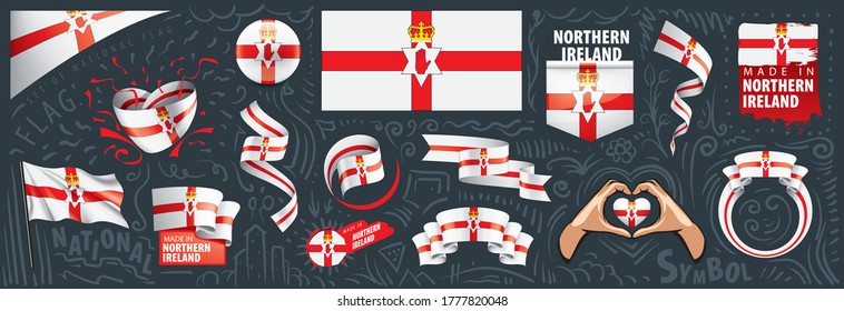 Vector set of the national flag of Northern Ireland in various creative designs
