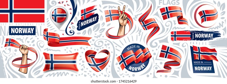 Vector set of the national flag of Norway in various creative designs