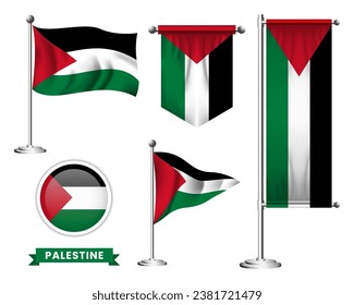 conjunto de vectores de la bandera nacional de palestina en varios diseños creativos