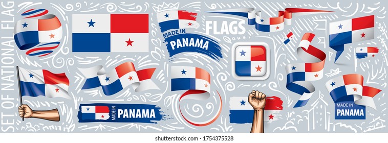 Vector set of the national flag of Panama in various creative designs