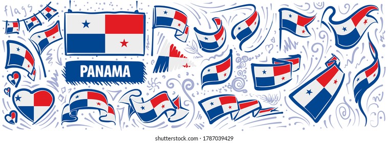 Vector set of the national flag of Panama in various creative designs