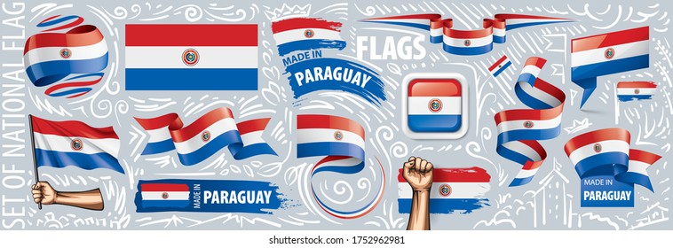 Vector set of the national flag of Paraguay in various creative designs