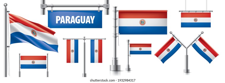 Vector set of the national flag of Paraguay in various creative designs