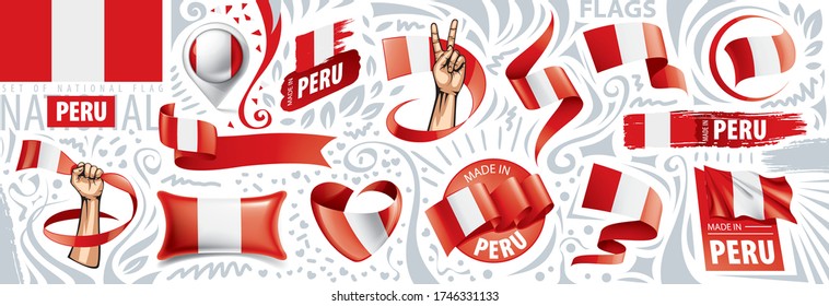 Vector set of the national flag of Peru in various creative designs