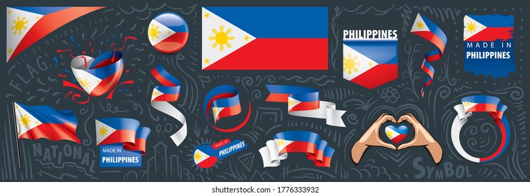 Vector set of the national flag of Philippines in various creative designs