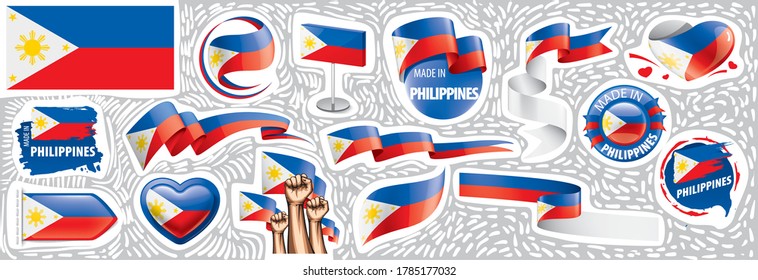 Vector set of the national flag of Philippines in various creative designs