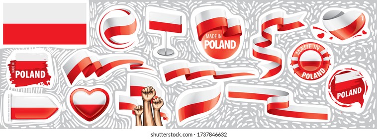 Vector set of the national flag of Poland in various creative designs