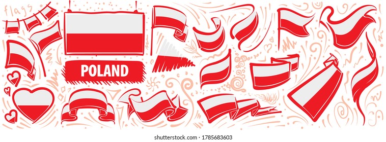 Vector set of the national flag of Poland in various creative designs