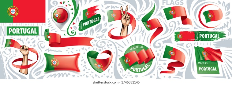 Vector set of the national flag of Portugal in various creative designs