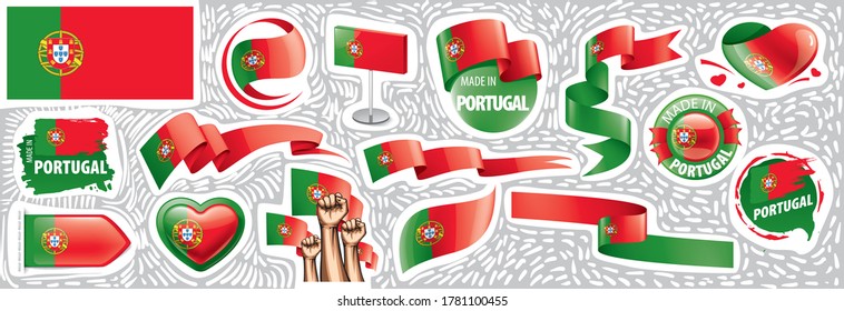 Vector set of the national flag of Portugal in various creative designs