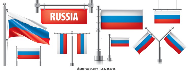 Vector set of the national flag of Russia in various creative designs