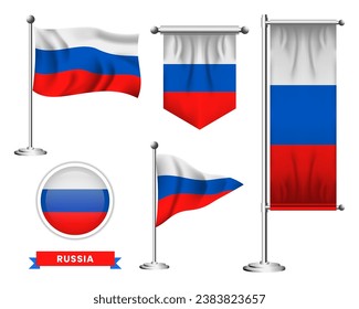 vector set of the national flag of russia in various creative designs