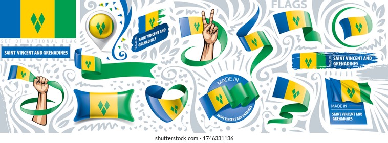 Vector set of the national flag of Saint Vincent and the Grenadines