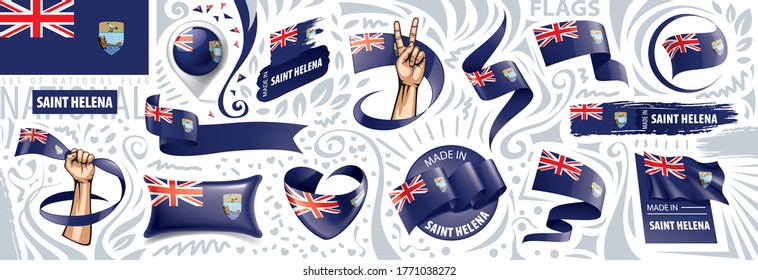 Vector set of the national flag of Saint Helena in various creative designs