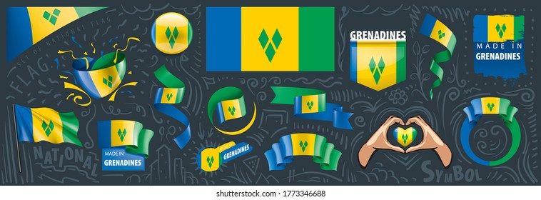Vector set of the national flag of Saint Vincent and the Grenadines